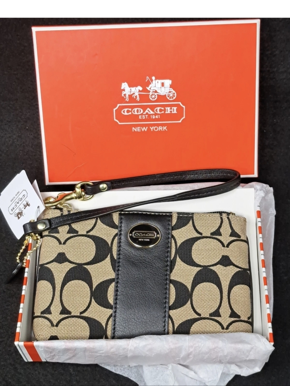 Coach Signature Canvas Wristlet - Small - NWT